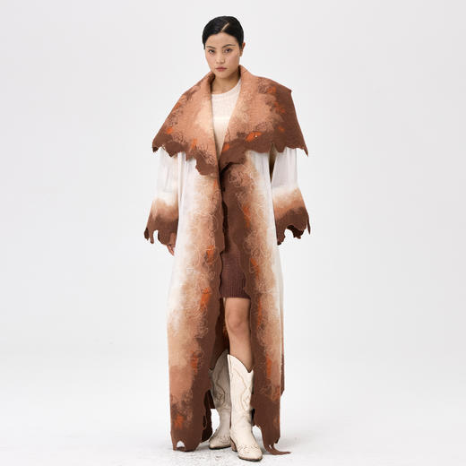 真丝羊绒相拼手工毡女大衣  SJF97W326N 商品图4