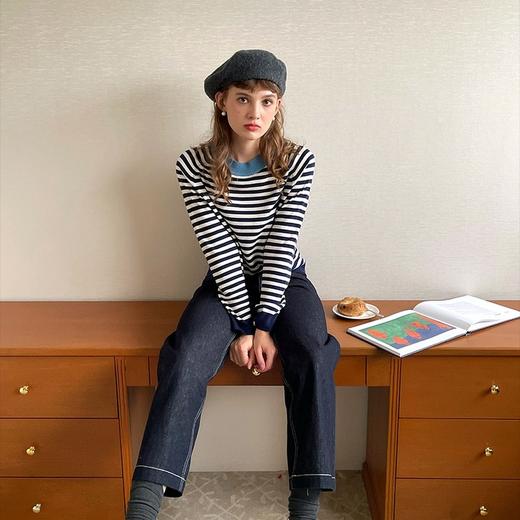 【一眼心动复古配色】含羊毛条纹撞色打底羊毛衫 商品图3