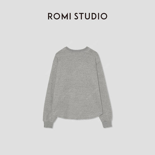 ROMI STUDIO“格雷秋意”绵羊毛混纺插肩亨利领长袖T恤 RW24LSY1059 商品图1