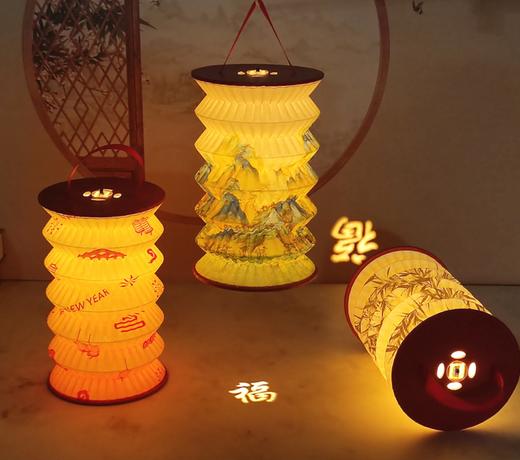 【投影创意古风灯笼】中秋节创意礼品 可提可立可投影  手提发光小灯笼 元宵节投影花灯 新年礼物折叠纸灯笼 商品图1