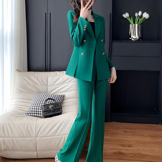 奢姿女装2025新款气质翻驳领职业套装女士双排扣时尚西装两件套250208356 商品图2