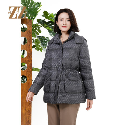 佐尔美冬季新款 气质时尚保暖格纹羽绒服外套女E34YY44 商品图4