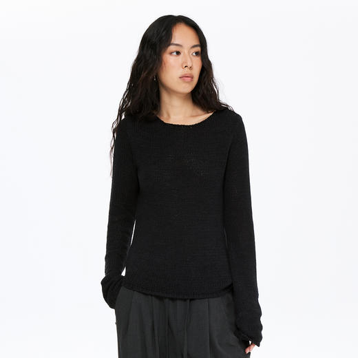 oneup带子纱圆领长袖针织毛衣 商品图1