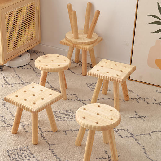 Trees&wind饼干实木小凳|橡胶实木天然原木色，承重稳稳当当 ！ 商品图0
