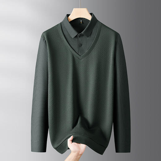 【DDS】大依优型大码男装新款长袖POLO男士加肥加大码商务休闲翻领假两件长袖T恤 商品图5