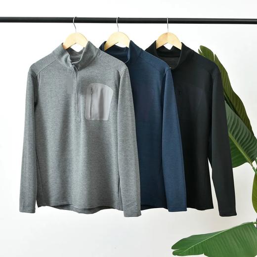 PhasicARII定制面料 男士1/2拉链压胶口袋套头运动休闲打底衫长袖 商品图0