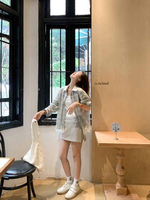 <曾小咸推荐>3.28现货秒杀 ！微信超特价！下摆拼接蕾丝边蓝色格子衬衫 日常169.99 立减80 秒杀89.99！ 商品图11