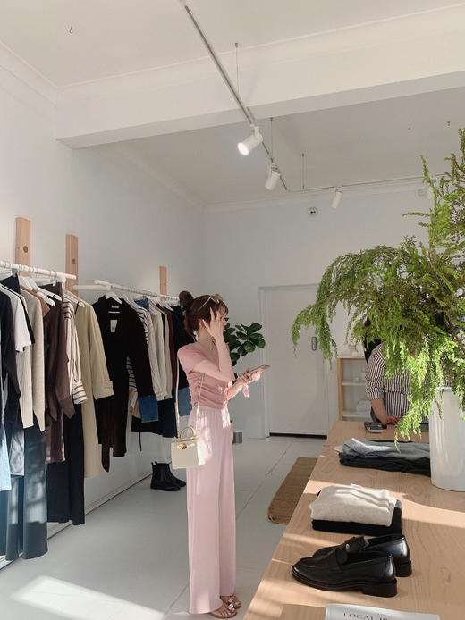 金蘑菇菇 假日滑滑裤 /高腰直筒垂感拖地裤松紧腰 商品图9