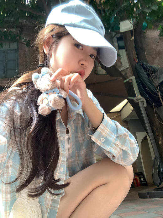 <曾小咸推荐>3.28现货秒杀 ！微信超特价！下摆拼接蕾丝边蓝色格子衬衫 日常169.99 立减80 秒杀89.99！ 商品图6