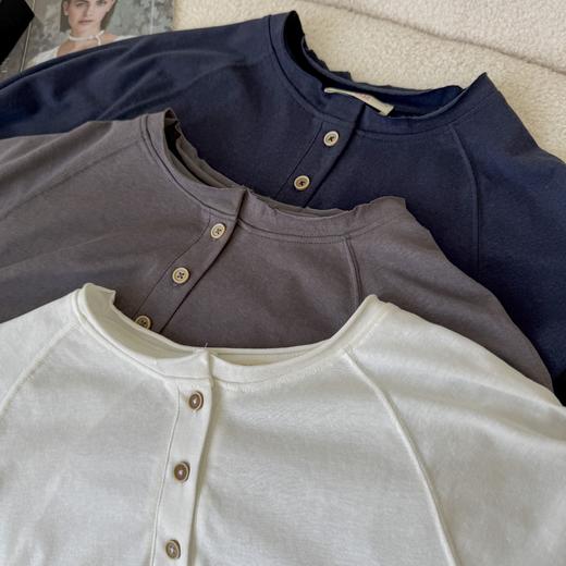 MIMO弥黙！麻感棉长袖T 恤，进口纤维麻感棉亨利衫 ，宽松大版遮肉显瘦，圆领显瘦一绝，机洗狂甩不变形 ，百搭不挑人 商品图3