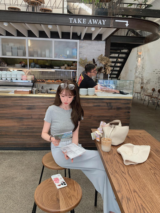 金蘑菇菇 假日滑滑裤 /高腰直筒垂感拖地裤松紧腰 商品图5