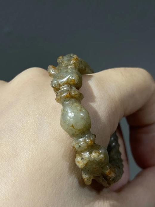 灰白玉雕双螭龙绞绳纹环，顺丰包邮 商品图3