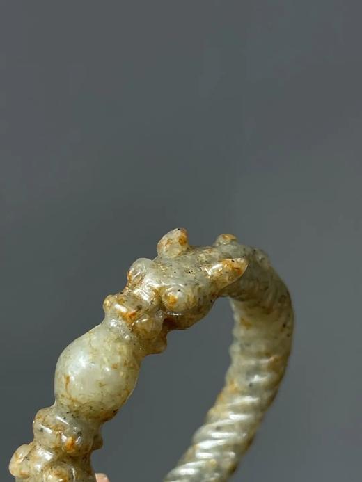 灰白玉雕双螭龙绞绳纹环，顺丰包邮 商品图9