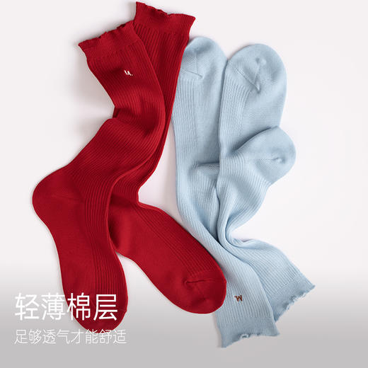 靴下物红色袜子女中筒堆堆袜女春秋薄款透气jk日系白色小腿袜刺绣 商品图3