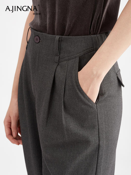 【直筒阔腿】阿菁娜直筒通勤西装裤高腰休闲打褶长裤F30Q210007 商品图5