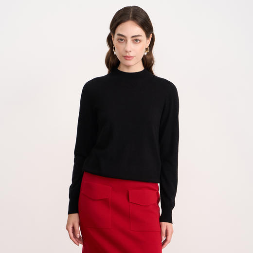 EITIE爱特爱纯色简约半高领舒适柔软羊毛2025秋季新款针织衫C2501808 商品图2