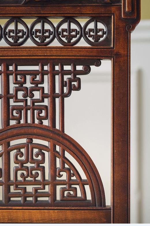 【已售】独角鹿西洋古董19世纪法国出品VIARDOT东方风格祥云回纹及蟠龙主题硬木镂雕装饰黄地花卉纹布面座椅一对 商品图6