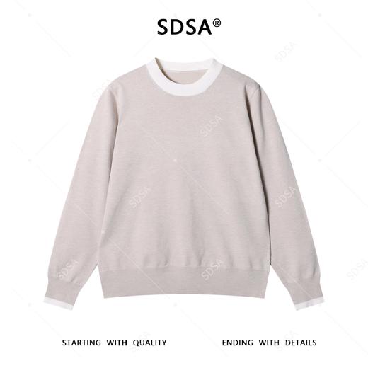 25FK071SDSA男士秋冬新款轻奢痞帅男装简约撞色圆领针织衫宽松百搭毛衣潮 商品图1