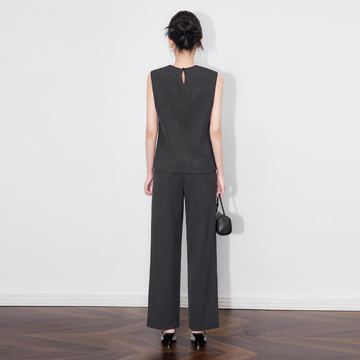 「高货wl」全新升级【铂金会员413/天猫559/差价146】(44047)洛诗琳早秋轻奢高级感无袖背心上衣高腰直筒长裤两件套 商品图1