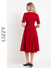 LIZZY 早秋优雅精致通勤赫本风短袖大摆连衣裙{配腰带}8009 商品缩略图3