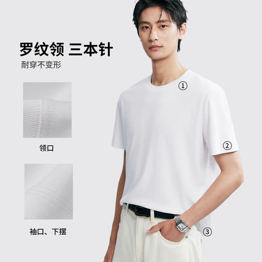 棉仓366801013-全棉磨毛绒感圆领短袖T恤 商品图2