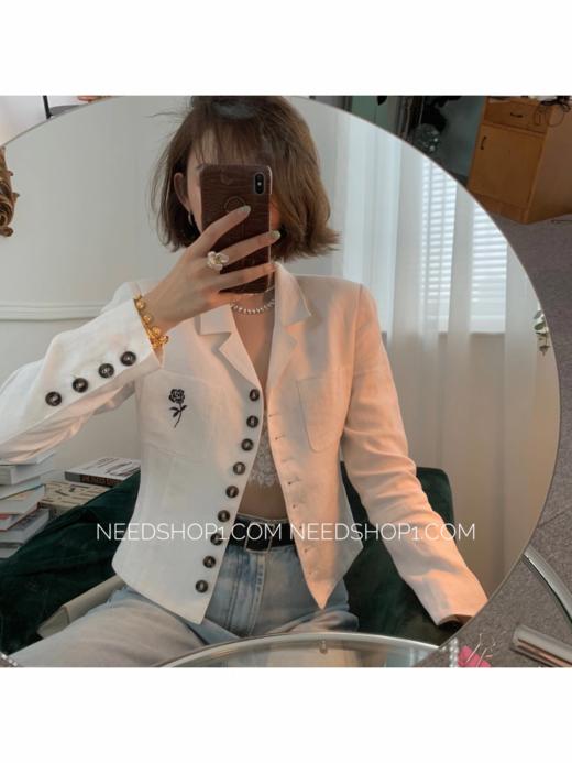 春秋刺绣小香风棉麻百搭短款西服外套 商品图2