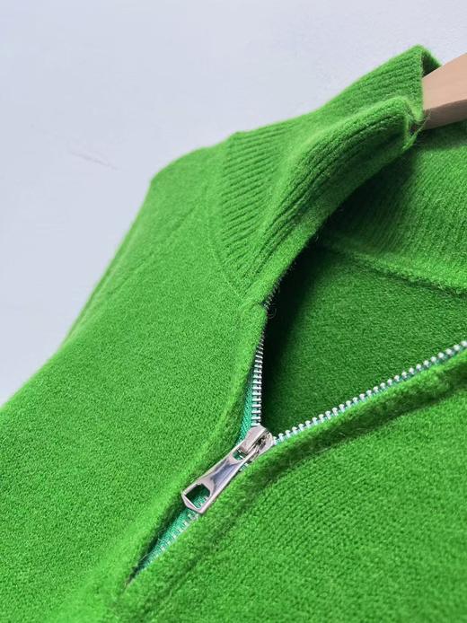 【孤品捡漏】G192半拉链苔绿针织毛衣-喜出 商品图3