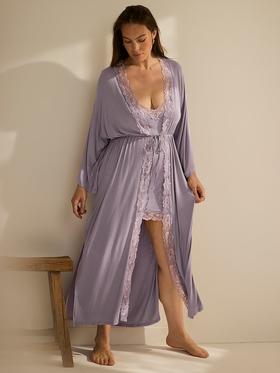 好折！VS维秘蕾丝棉质小甜美吊带睡衣 紫色还有同系列配套长袍