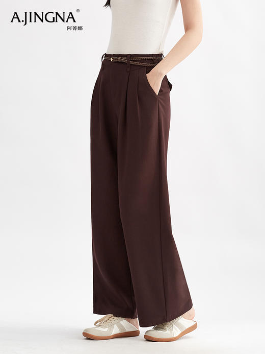 【直筒阔腿】阿菁娜直筒通勤西装裤高腰休闲打褶长裤F30Q210007 商品图3