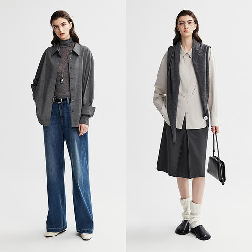 棉仓366604006-暗门襟含羊毛长袖衬衫 商品图4