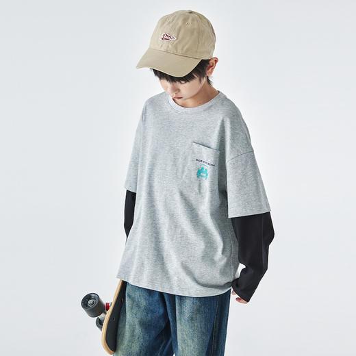 蓝汽水假两件长袖T恤856B258003JX 商品图4