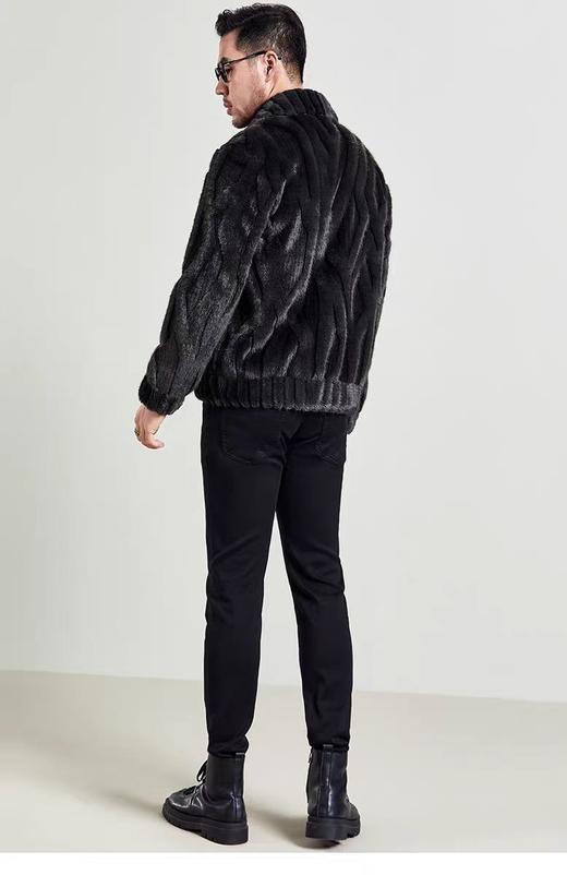 【孤品捡漏】G242黑色环保水貂绒男款大衣外套-喜出 商品图5