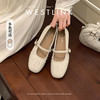 西遇中跟单鞋女新款秋季法式小香风粗跟小皮鞋白色玛丽珍鞋K1656952 商品缩略图0