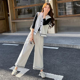 HR YDYX9371复古风酷飒时尚套装裤牛仔马甲t恤阔腿裤三两件套