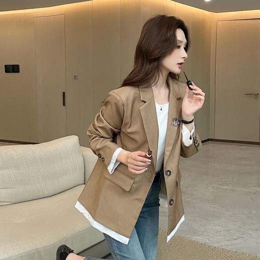 奢姿2025秋季新款气质平驳领通勤西装外套韩版学院风小西服上衣J93337034 商品图3