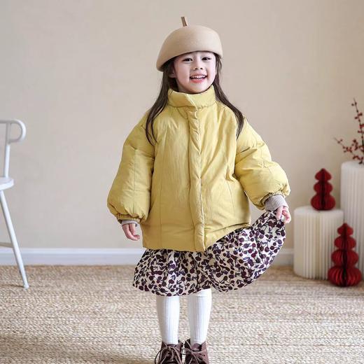 【孤品捡漏】（微脏）G244鹅黄女童加厚加绒棉服-喜出 商品图0