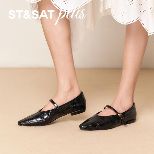 星期六气质百搭压纹平底玛丽珍SSD3111098 商品图6