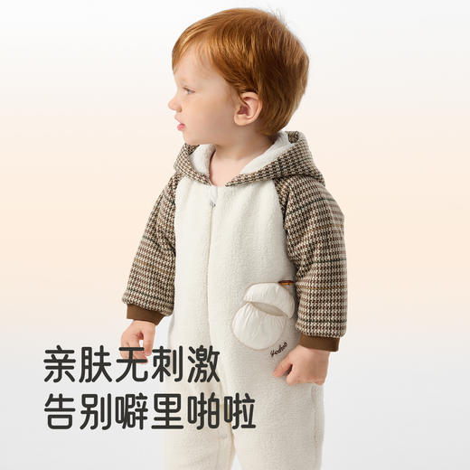 【商场同款】英氏婴儿哈衣长袖连帽男宝宝冬季保暖爬服连身衣新款 商品图2