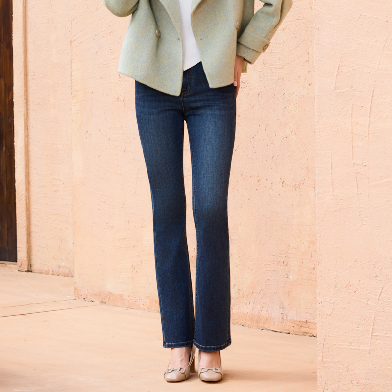 半身缘女裤 秋季简洁时尚洗水牛仔裤253202M10120028