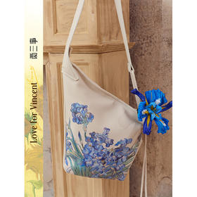 两三事梵高文艺鸢语诗廊2025秋新款鸢尾花印花荔枝纹PU斜挎包女包