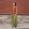 绽放女装571朵/重磅皱纹亚麻半松紧腰半身长裙茧型花苞开衩半身裙 商品缩略图2