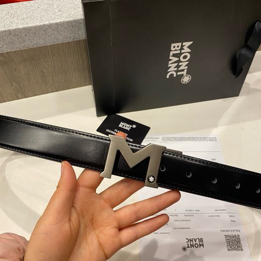 Montblanc万宝龙22年新款男士M双扣商务休闲皮带腰带礼盒装男士经典款 商品图5
