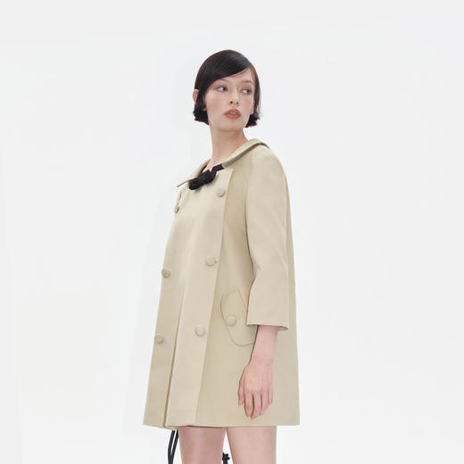 Herlian2025年秋季新品女士背后暗扣设计蝴蝶结娃娃领风衣外套 商品图2