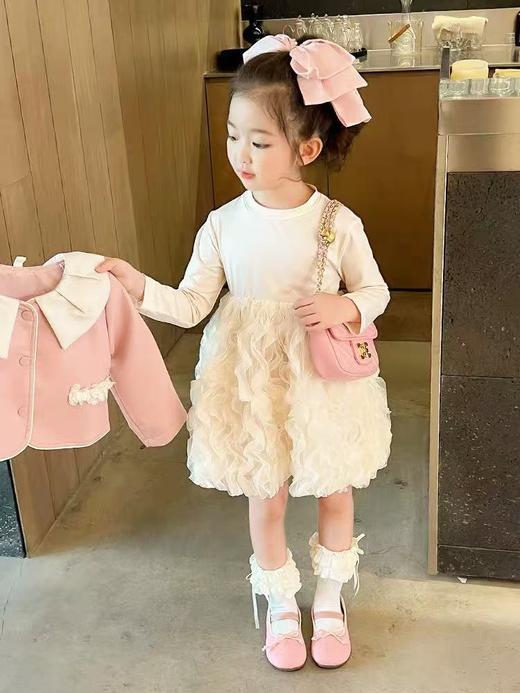 【孤品捡漏】G177女童波浪花边米色单件连衣裙-喜出 商品图0