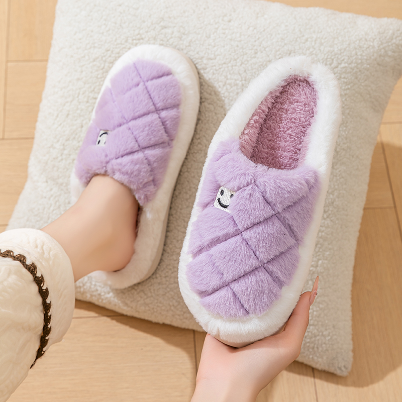 【秋冬季室内棉拖】防滑超软鞋底 可爱笑脸棉拖 简约简单款 室内室外 情侣款