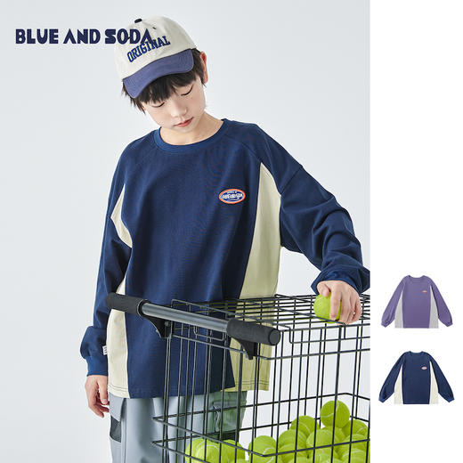 蓝汽水拼接运动T恤884B258004JX 商品图0