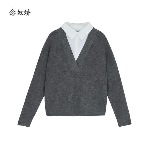 【商场同款】CNQ5854  “ 高知假两件”  廓形宽松好穿好搭配 领口可拆卸打理更便捷 商品图8