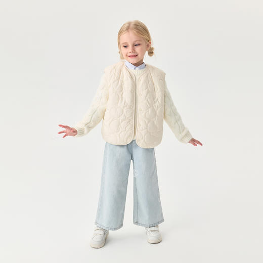 [校服神器]马克珍妮女童爱心绗棉加绒马甲宝宝背心秋冬新款551603 商品图3