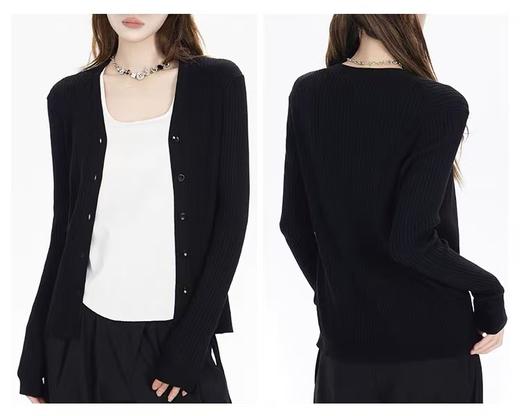 【孤品捡漏】（品质）G216黑色品质六粒扣修身开衫-喜出 商品图2