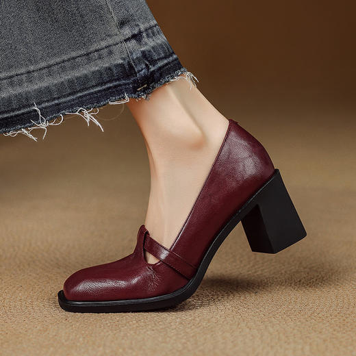【预售5天】法式复古浅口单鞋，百搭粗跟厚底浅口中跟高跟鞋AA&Z826 商品图4